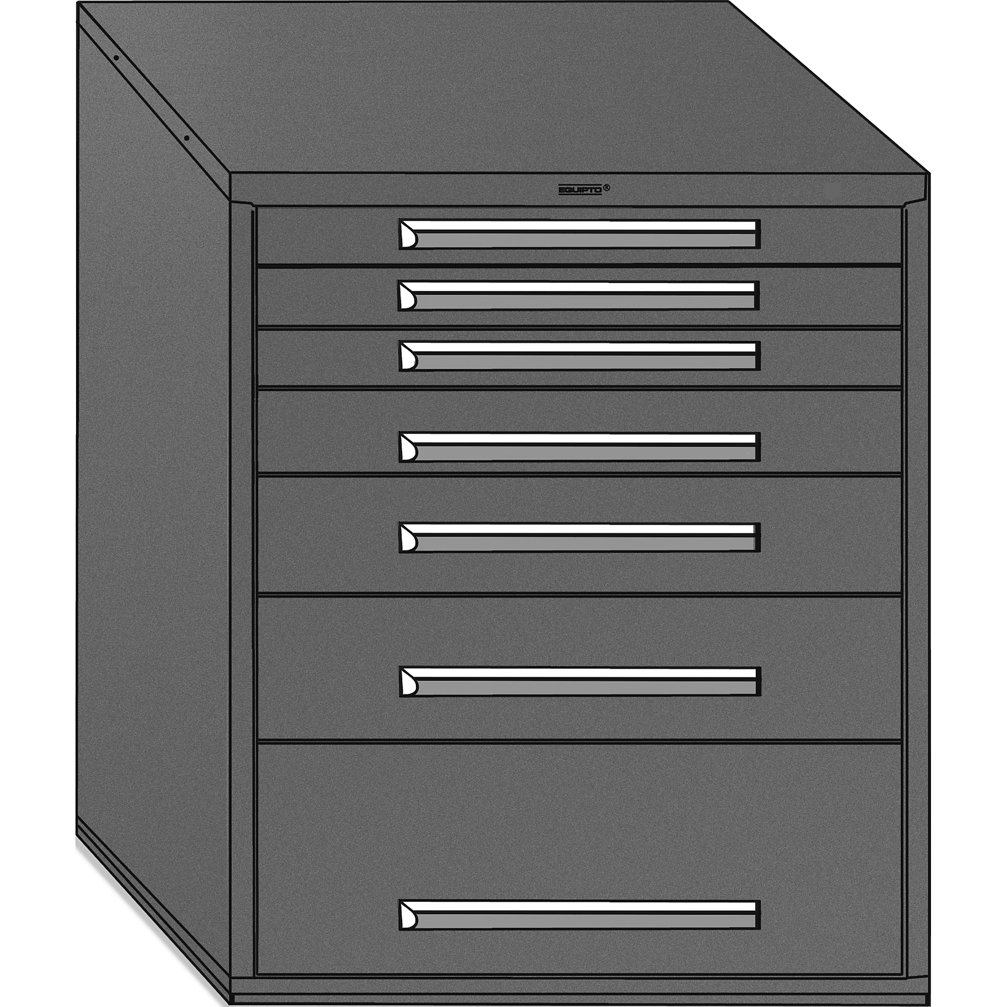 Equipto, 36-7/8in. W x 25in.D X 44in.H Modular Drawer Cabinet with Dividers, 3 3"h, 1 4.5"h,1 6"h,1 7.5"h, 1 12"h drawers, 200 lb capacity each drawer 200 Model # S4334D24N-RD; Color: Textured Cherry Red